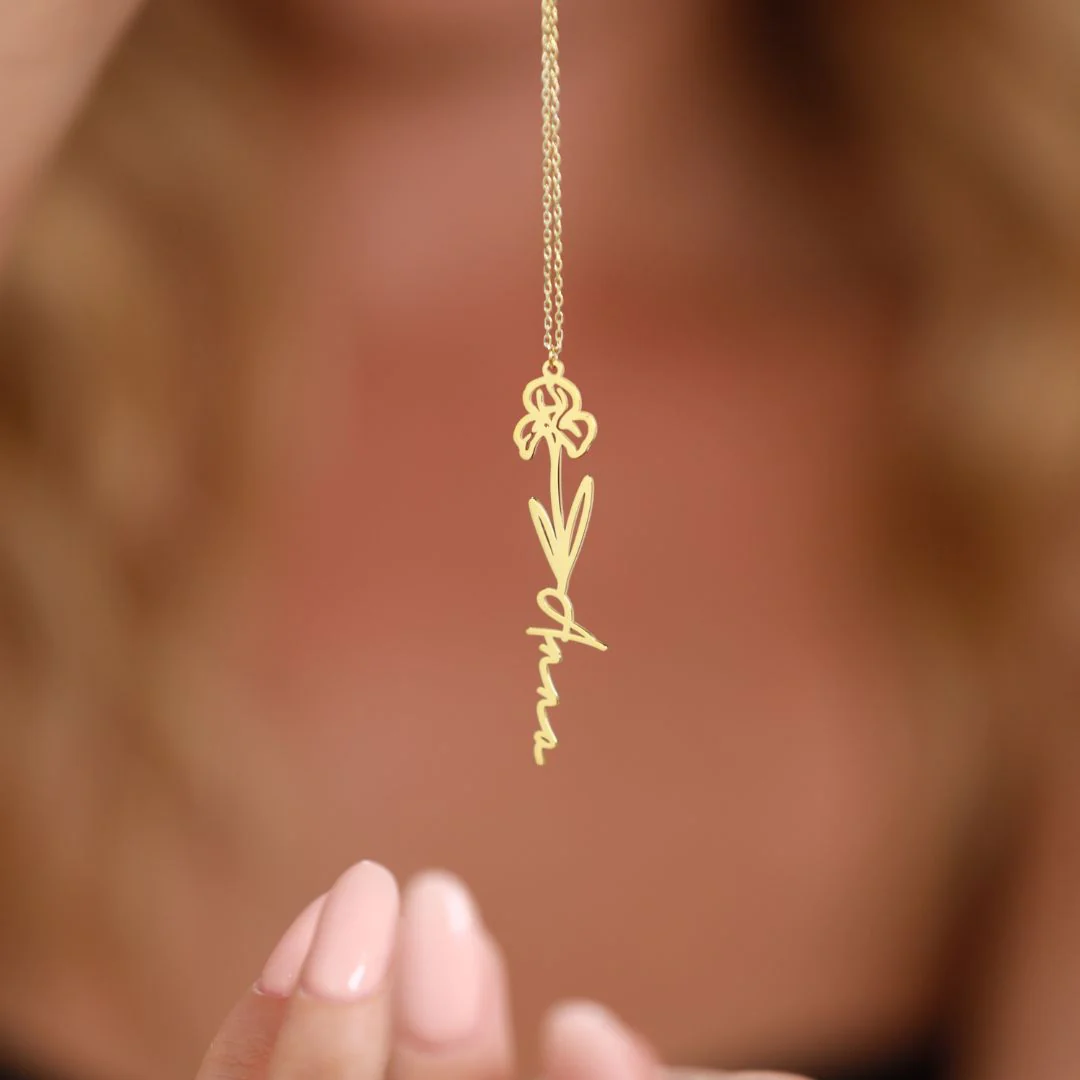 Birth Flower Name Necklace - Image 5