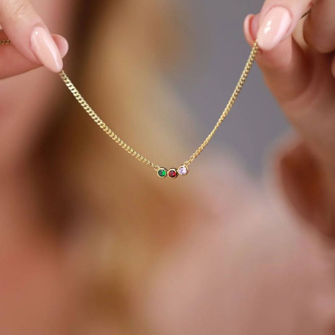 Birthstone Necklace with Curb Chain - Image 4